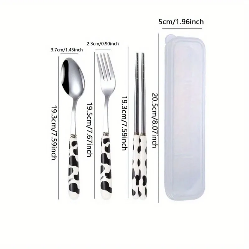 Portable Stainless Steel Cutlery with Storage Box Reusable Spoon Fork Chopsticks for Travel Workplace Restaurant and Home Use