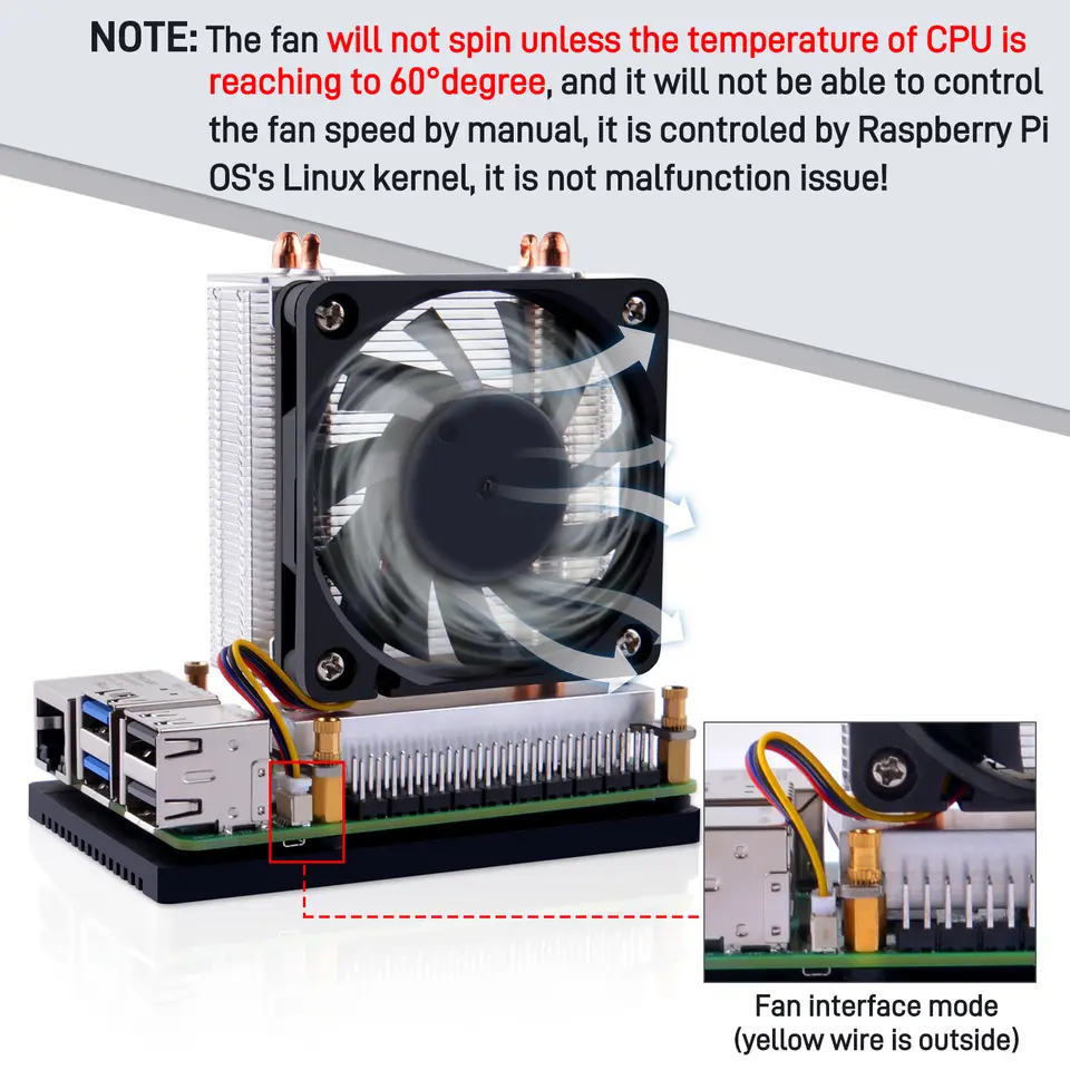 52Pi Raspberry Pi 5 Ice Tower Plus Cooler Dual-Copper Pipe Heatsink for Raspberry Pi 5 image 3