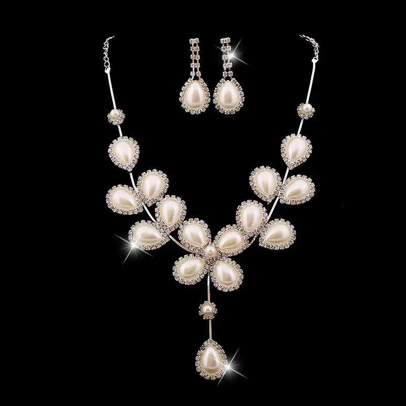 LE Women Fashion Jewelry Water Drop Shaped Simulation Pearls Collar