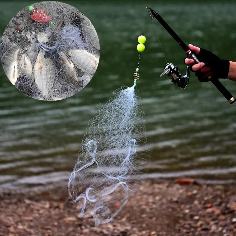 

Multi-size Fishing Net Trap Non-kinking Mesh Luminous Beads Netting Sea Fish Tackle Shoal Cast Gill Feeder Fishing Trap Fishnet