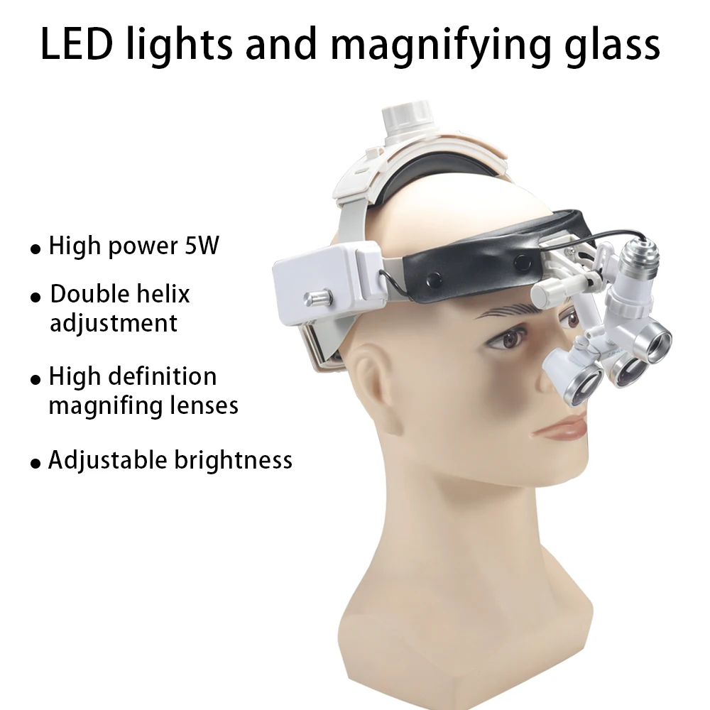 DR.ZN Dental Surgical LED Headlight Headband Binocular Loupes Brightness Spot Ajustable Headlamp