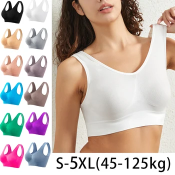 1 pz reggiseno sportivo da donna di grandi dimensioni senza anello in acciaio biancheria intima senza cuciture pettorale rimovibile reggiseni sportivi per yoga 1