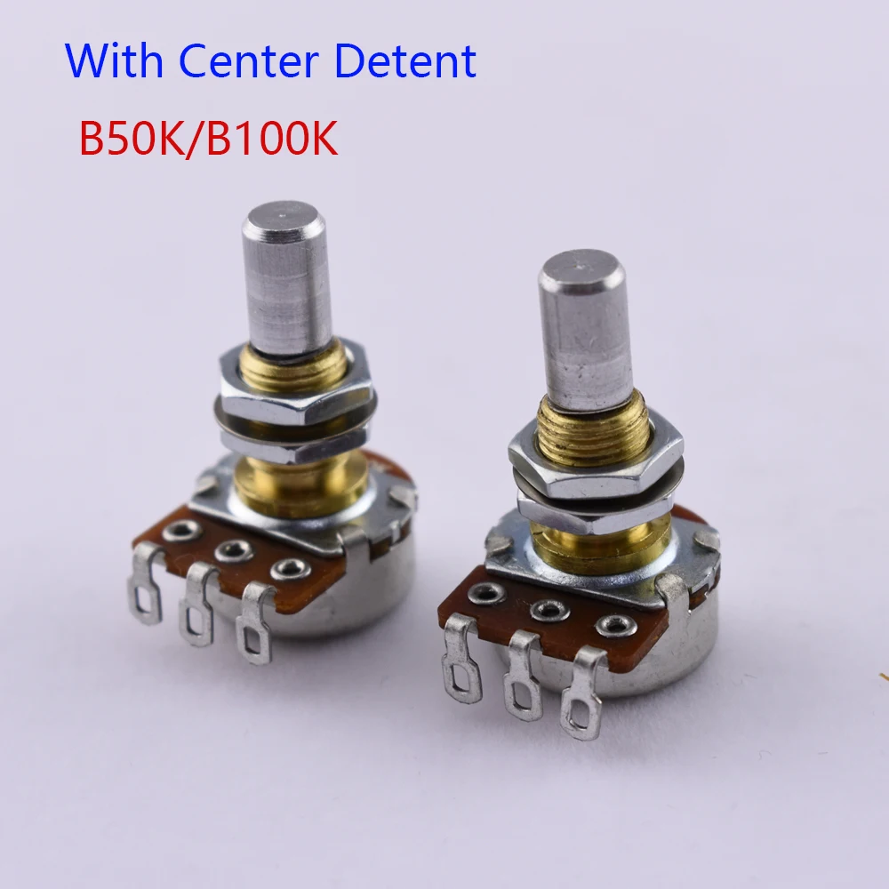 1 Piece Brass Bushing Solid Shaft Balance Potentiometer(POT) With Center Detent For Electric Bass -（B50K/B100K） Made in Korea