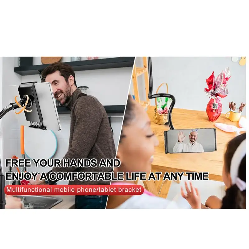 Phone Holder Desk Clamp 360-degree Rotate Cell Phone Bedside Clip Fits Tablets Below 10.5 Inches Flexible Arm Streaming Bracket