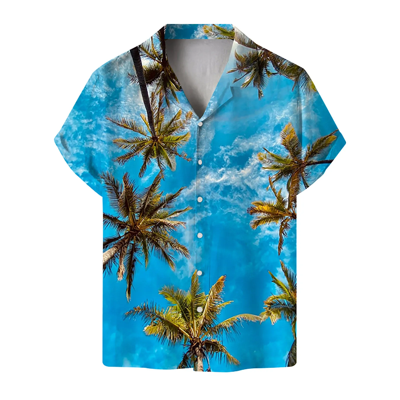 

Men's Casual Loose Floral Printed Beach Short Sleeve Button Down Dress Shirt Cardigan Blouses Beachwear Flower