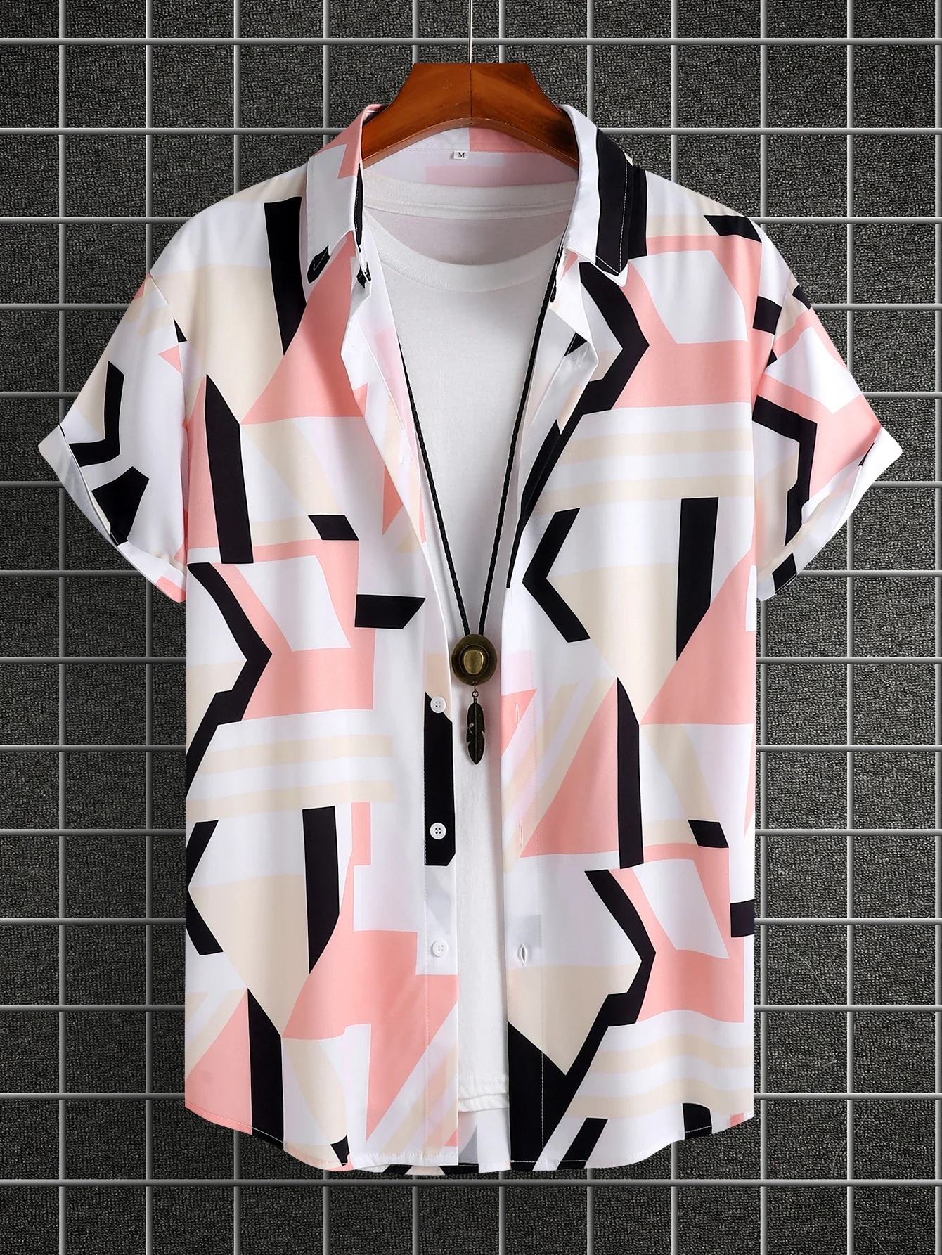 

Men's Short Sleeve Button Down Shirt Summer Casual Hawaiian Style Lapel Color Block Printed Shirt