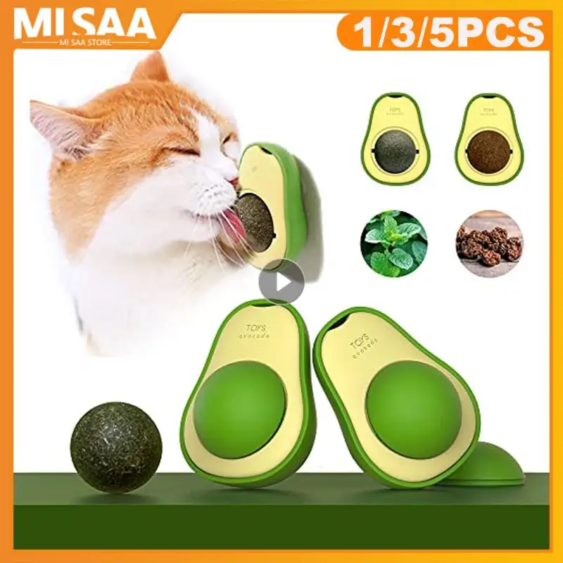 

Avocado Catnip Rotatable Cat Mint Ball Wall Ball Cat Toy Healthy Edible Licking Balls Snack Toys For Cats Pet Cat Accessories