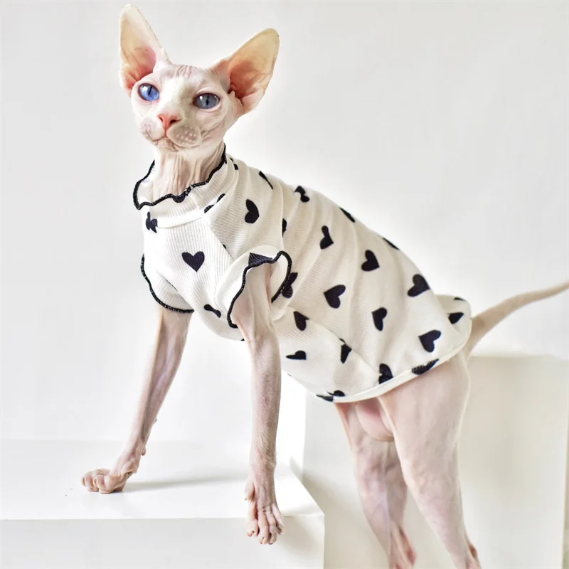 

Cozy Cotton Sphynx Cat Clothes for Cats Gotas Spring Autumn Pet Sweater Garfield Shirts mascotas Outfits Clothing katten kleding