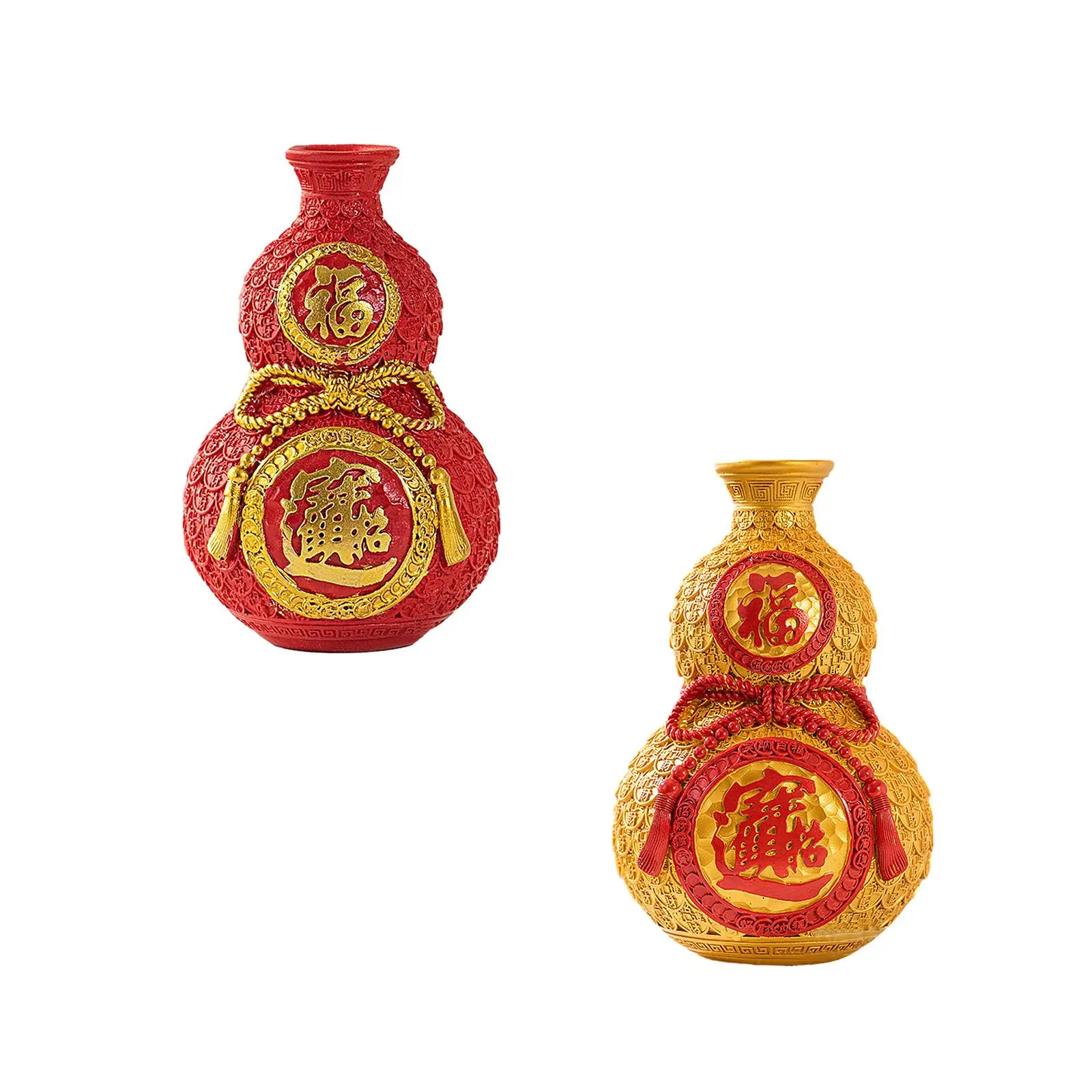 Gourd Money Bag Figurine Flower Vase Resin 2024 Chinese New Year Decor for Centerpiece Bedroom Desk TV Cabinet Home Decoration