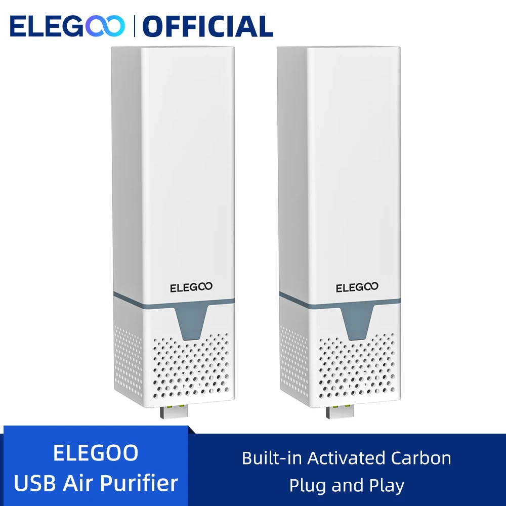 Set Purificatore D'Aria Usb Elegoo 2 Pezzi Con Carbone Attivo Integrato Compatibile Con Stampante 3D Mars 3 Pro, Saturn 2, Jupiter Resin