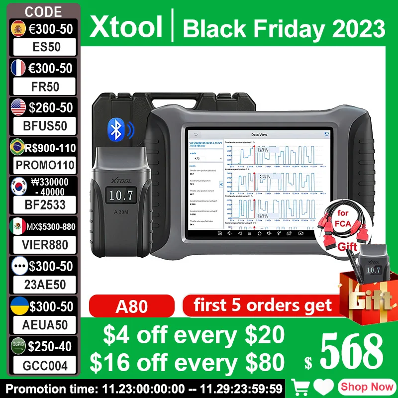 2023 XTOOL A80 H6 자동차 진단 도구 차량용 OBD2 스캐너 Auto Professional 전체 시스템 39+ 재설정 서비스 ECU 인코딩 사전 예방적 테스트 자동 Vin 자동차 디코더 스캐너