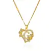 98885-df27a0.jpg Colliers avec initiales de cœur et de fleur en Zircon pour femmes, en acier inoxydable, pour amoureux du cœur, couleur or, chaîne avec lettres, bijoux