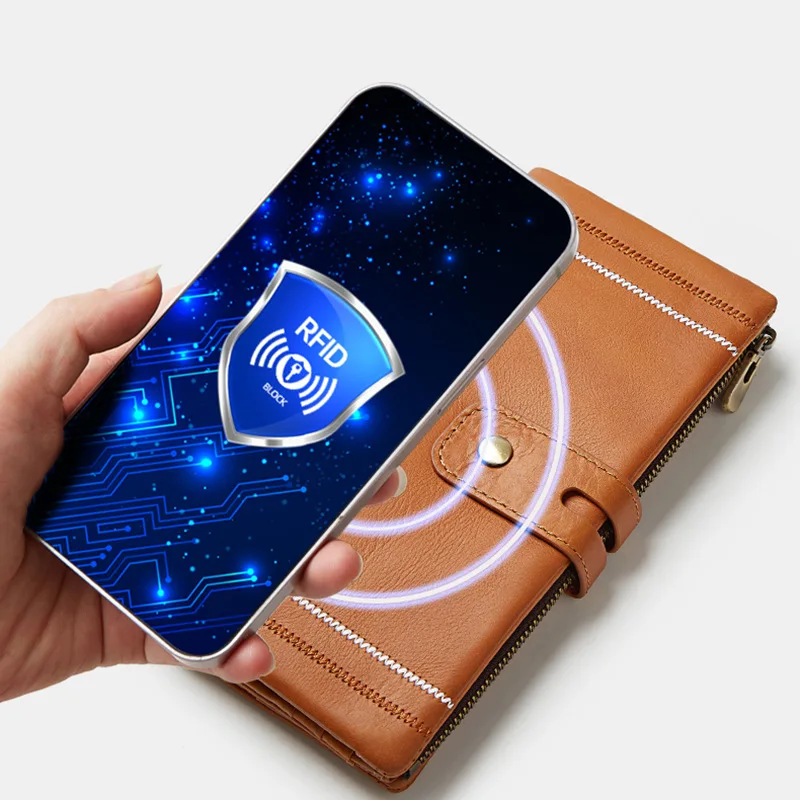 Retro Business Genuine Leather Wallet Handheld Neutral Head Layer Cowhide Large Capacity Zero Wallet carteras para mujeres