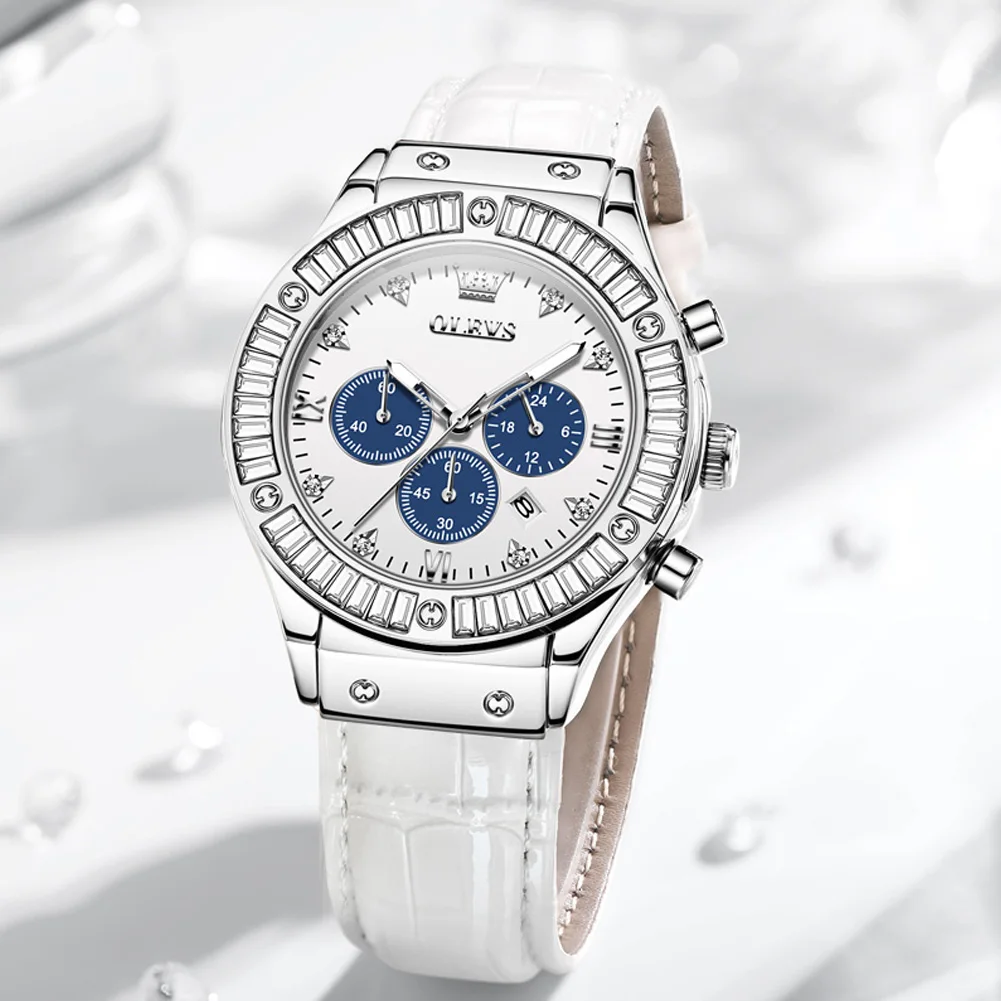 OLEVS Top Brand Watch for Women Luxury Jewelry Design Rose Ceramics Quartz Wristwatches Waterproof Fashion Ladies Watches