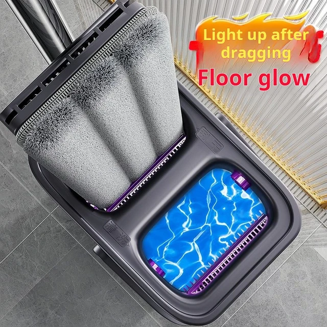 ไม้ถูพื้นแบบแบน 33 ซม. JOYBOS ระบบทำความสะอาดและบิดน้ำพร้อมที่ขูดพื้น ชุดถังพร้อมไม้ถูพื้น สำหรับห้องนั่งเล่น ห้องน้ำ และบ้าน 1