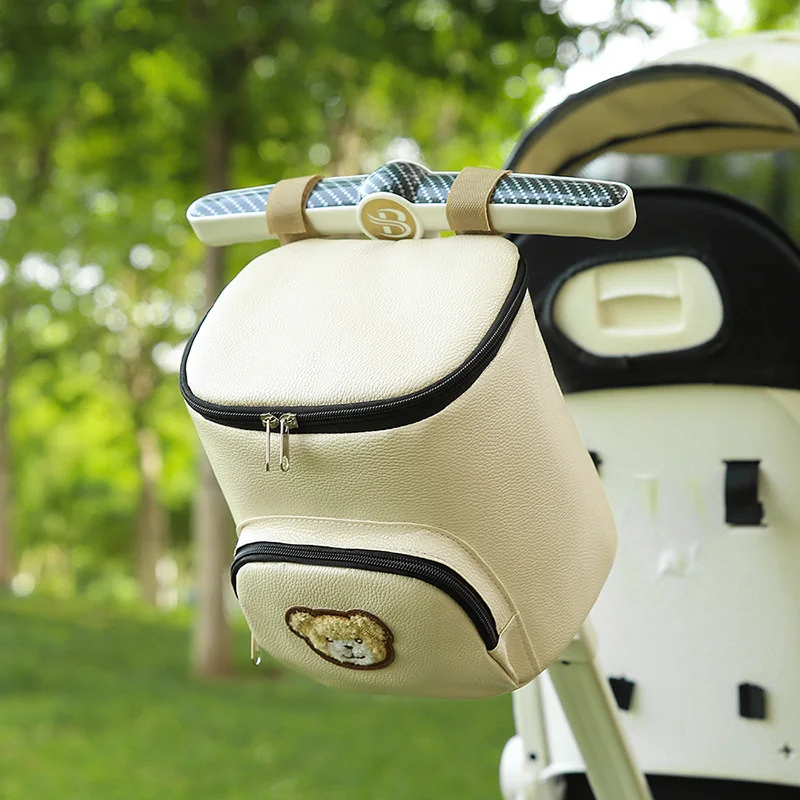 Description Picture 3 of itemBear Storage Bag for Baby Stroller PU Leather Milk Powder Bottle Tissue Organizer Bag Travel Pram Carriage Stroller Accessories