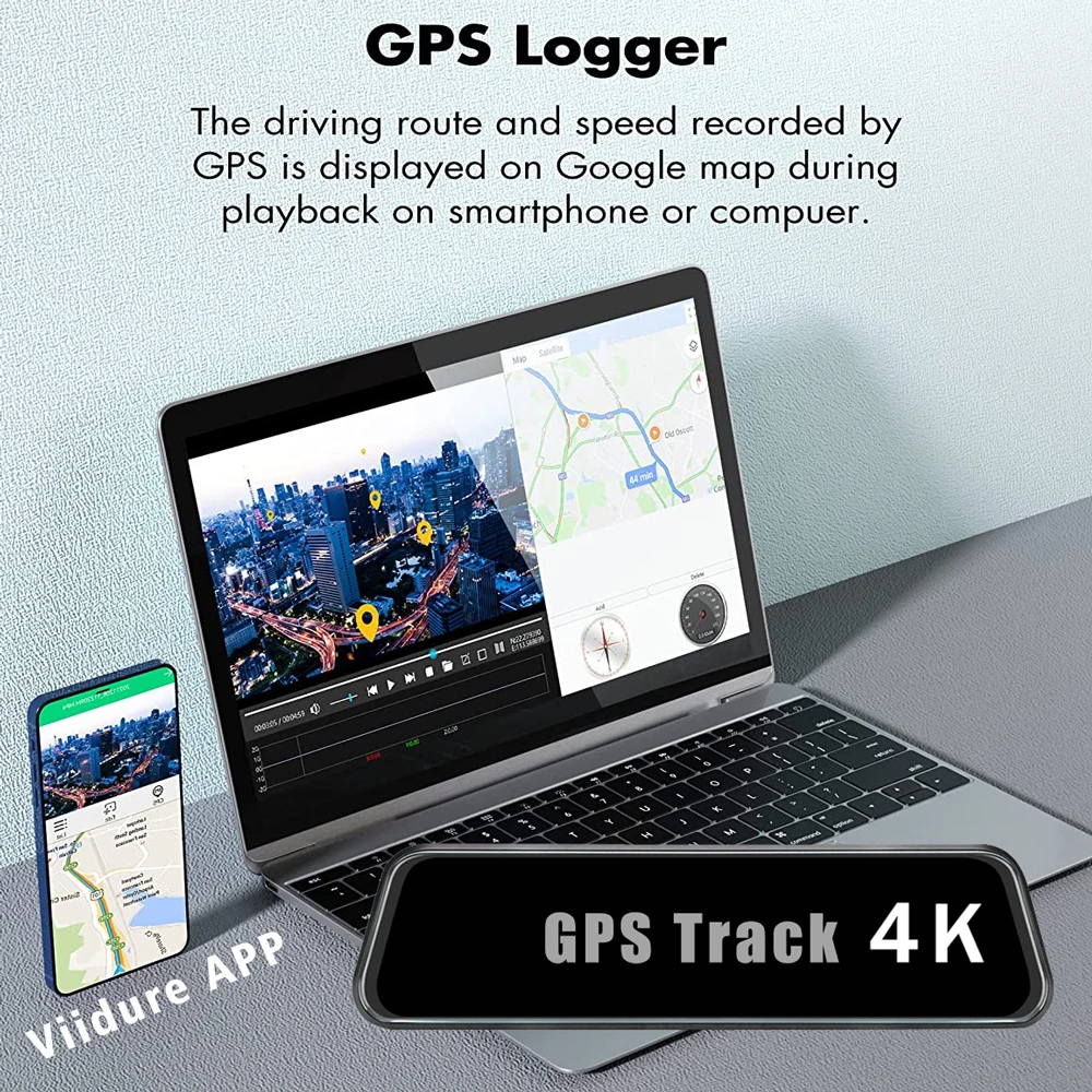 ڵ DVR    ķ, Ʈ ̷, IPS  ̺,  ī޶ , , GPS, 10 ġ, 4K, 3840x2160P