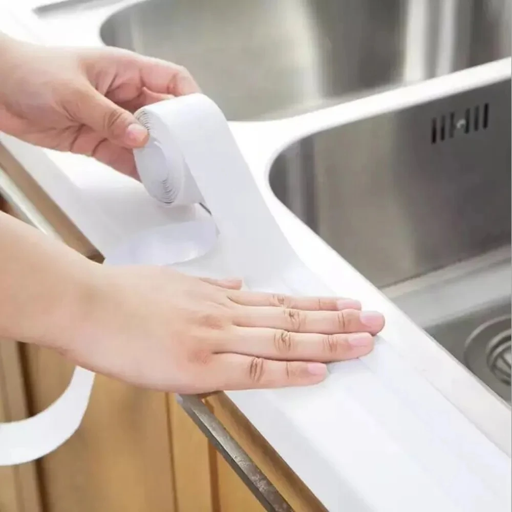 PVC Tape 1/2 Piece Self-adhesive Waterproof Wall Sticker Shower Bathtub Sealing Tape Strip Sealing Joint Strip Sink Anti Mold
