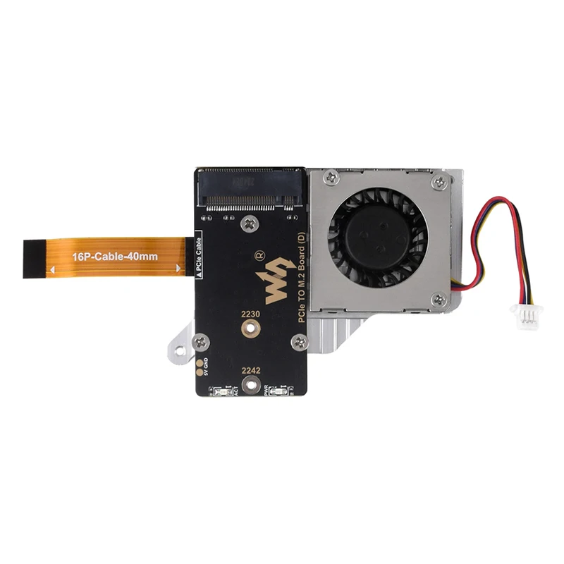 PCIe To M.2 Adapter For Raspberry Pi 5 - NVMe SSD Cooler With Fan