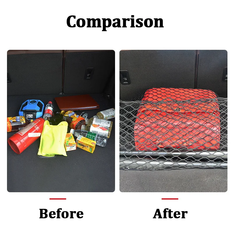 Universal Car Rear Trunk Net Mesh Elastic Nylon Back Cargo Storage Organizer Double Layer Luggage Grocery Holder Boot String