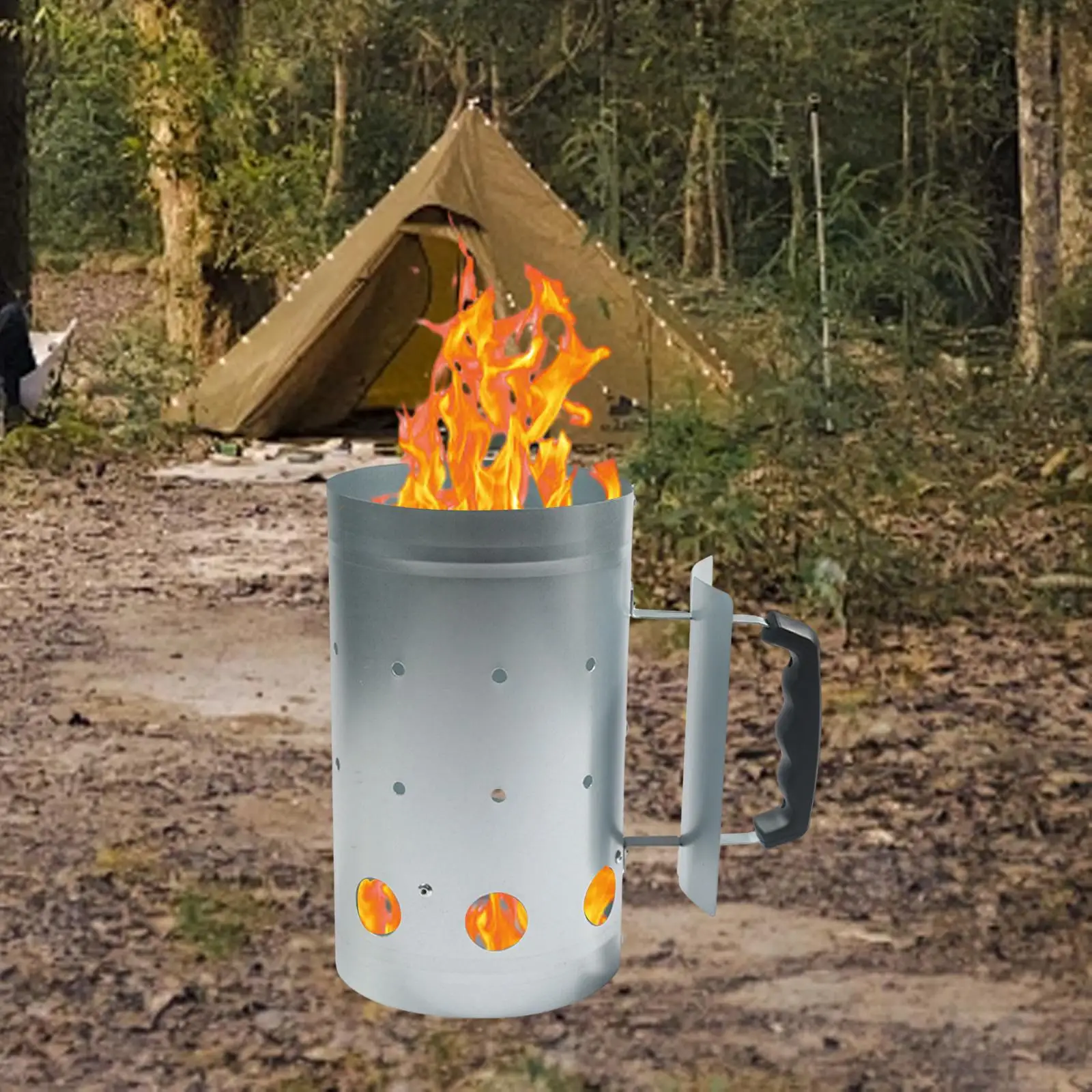 Fast Fire Chimney Starter High Temperature Resistance Charcoal Fire Bucket Multifunction for Outside Grill BBQ Garden Camping
