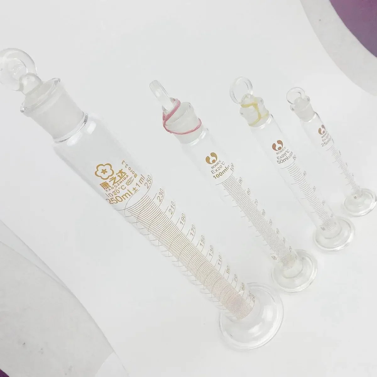 5ml/10ml/25ml/50ml/100ml/250ml/500ml/1000ml Glass Measuring Cylinder With Plug Stopper Graduated Lab Laboratory