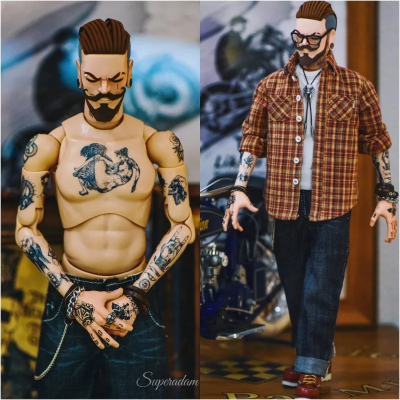 

Original Jc-001 1/6 Men Soldier Tony Vintage Oil Head Barber Tattoo Body Full Set 12" Action Figure Model Best Collection Gift