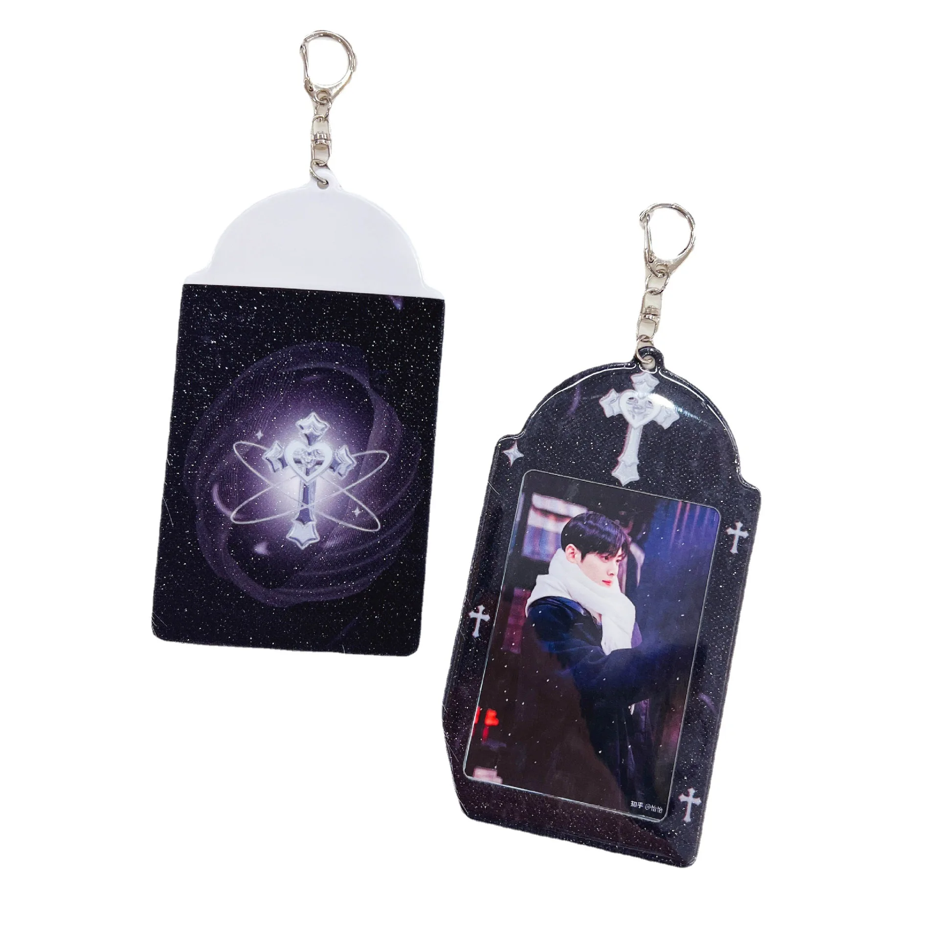 Blue Black Pink Photocard Holder Keychain Idol Photo Sleeve