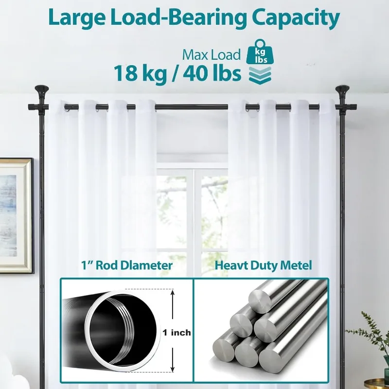 Room Divider- Adjustable 10FT No Drilling Curtain Rods Wall Divider for Room Separation, Heavy Duty Freestanding Hanging
