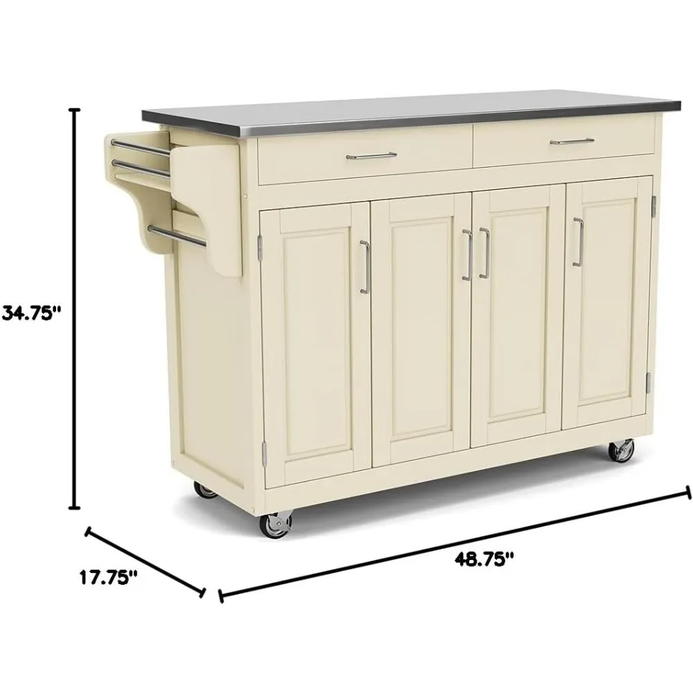 Create-a-Cart White 4 Door Cabinet Kitchen Cart with Stainless Steel Top by Home Styles 3