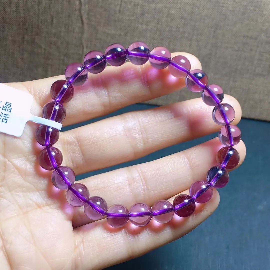 

8mm Natural Purple Amethyst Crystal Bracelet Jewelry For Women Lady Men Healing Beauty Love Gift Gemstone Beads Strands AAAAA