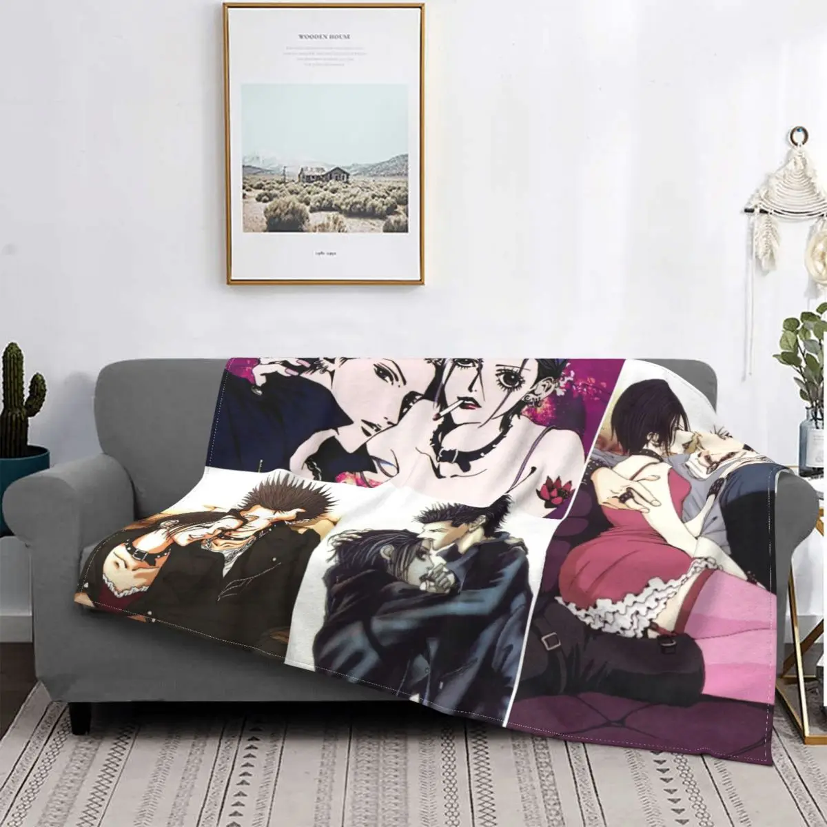 

Романтическое аниме одеяло для пар, Нана, шотландская клетка, японское аниме, дышащие мягкие пледы, одеяла для постельного белья, диван, одеяло