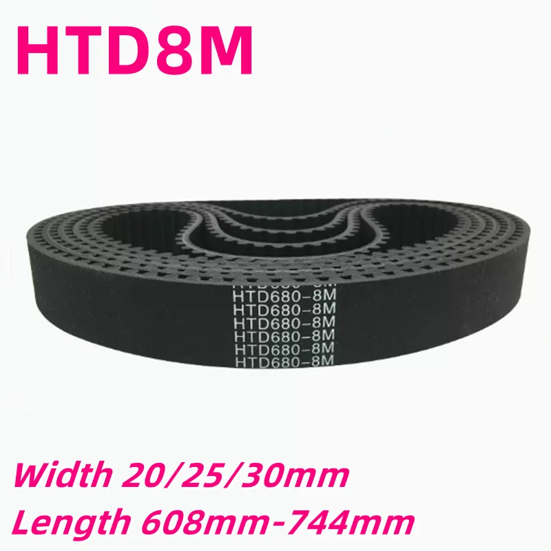

HTD8M Black Rubber Timing Belt Width 20/25/30mm Length 608mm 616mm 624mm 632mm 640mm 648mm 656mm 644mm 672mm 680mm 688mm-744mm
