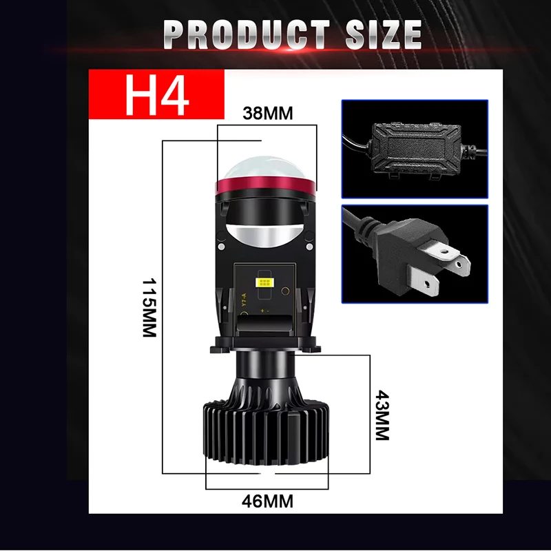 H4 LED Projector Lens LHD Mini H4 LED Lenses Car Headlight Bulbs 7535 CSP Chip High Low Beam 400W Canbus Auto Turbo Light 12V