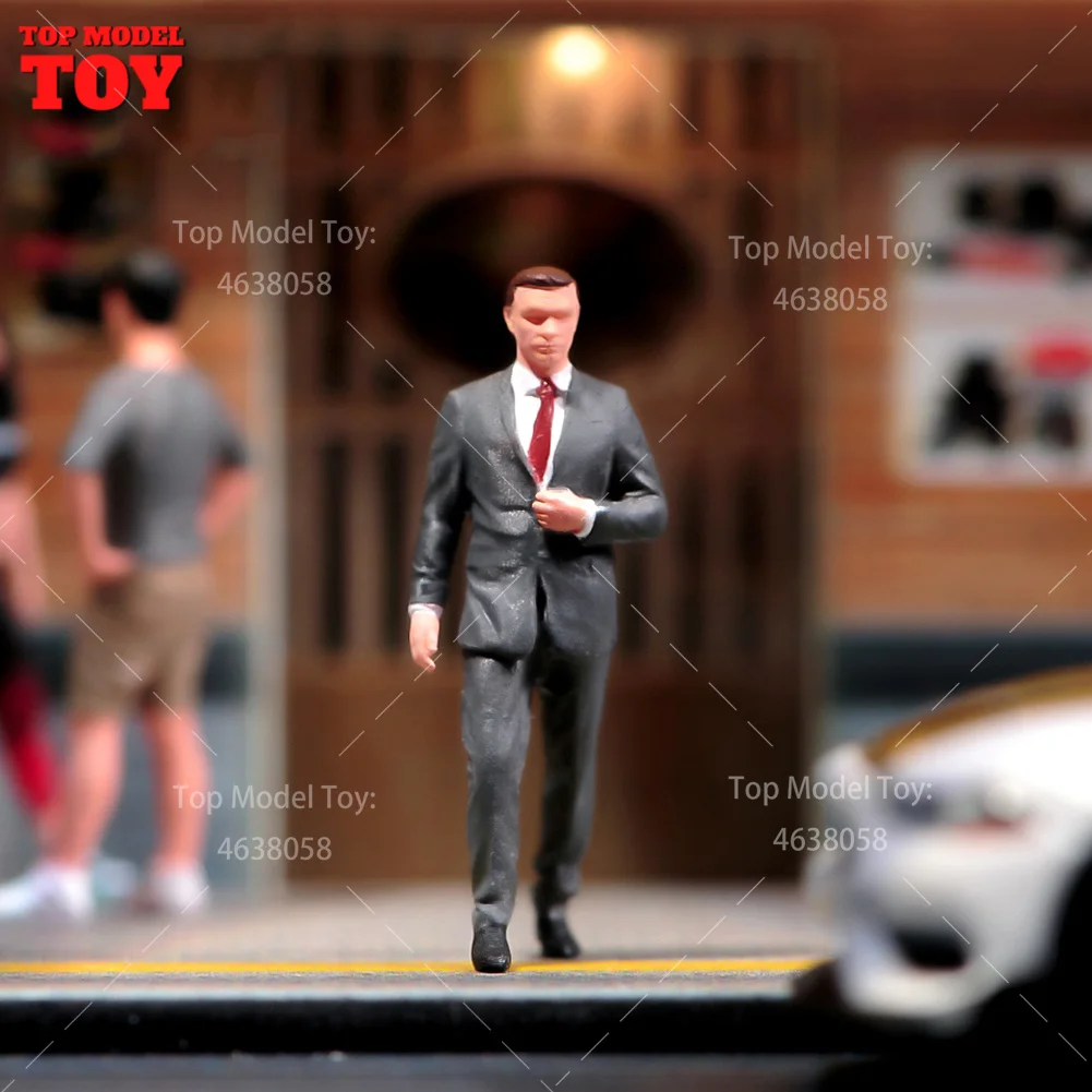 

Painted Miniatures 1/64 1/43 1/87 Walking Man Wearing Suit Male Scene Figure Dolls Unpainted Model For Cars Vehicles Toy