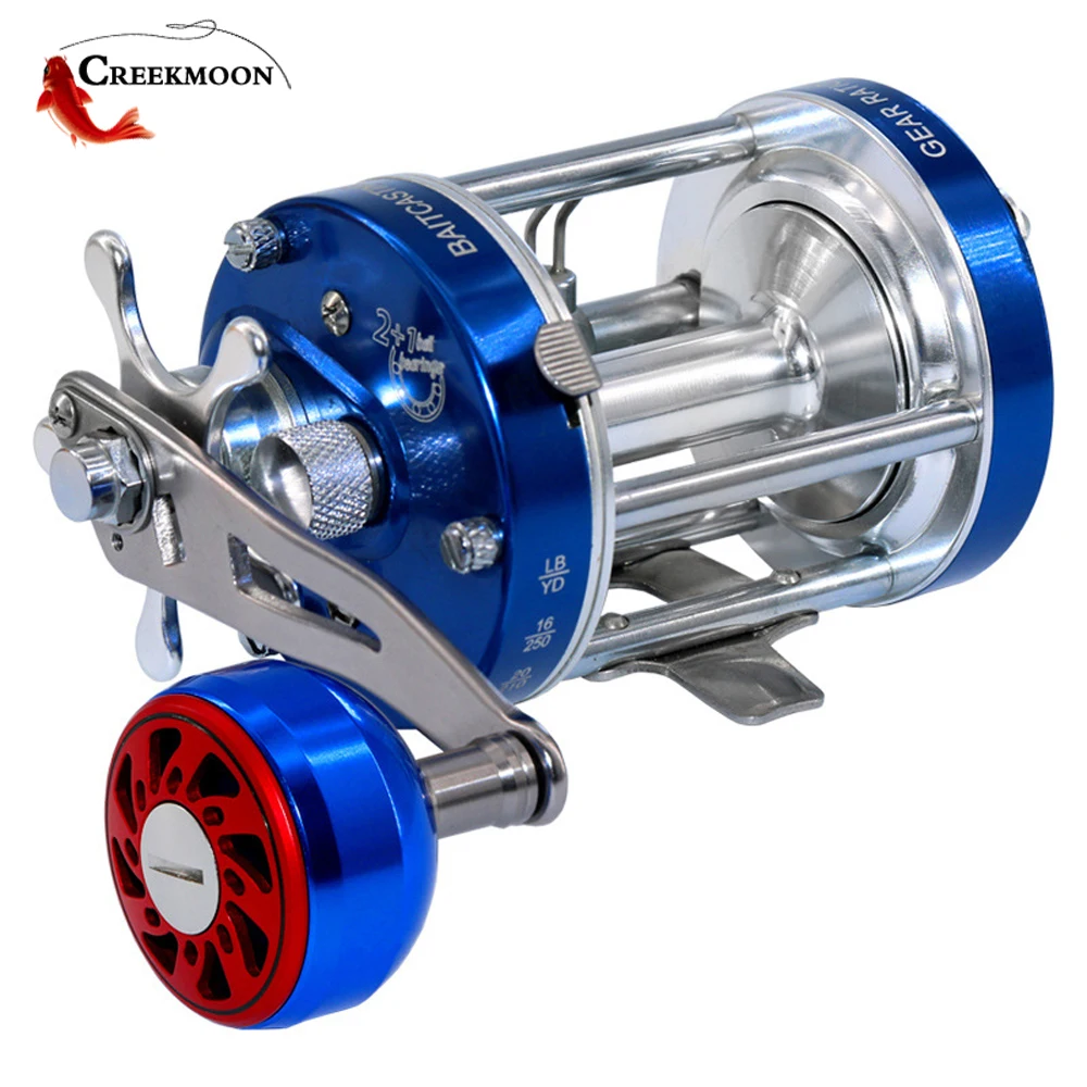 Full Metal Trolling Drum Mulinelli Da Pesca Doppio Sistema Frenante 2 + 1Bb Jigging Sea Boat Carp Fishing Baitcasting Wheel Grip Saltwater