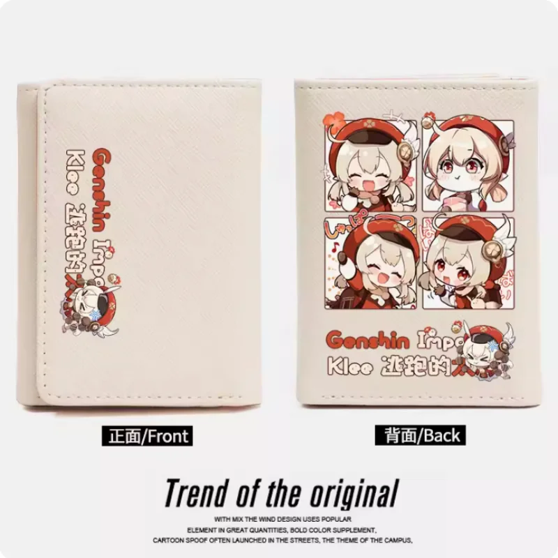 Genshin Impact Klee Anime Fashion Wallets PU Purse Card Holder Fold Hasp Money Bag Cosplay Gift B477