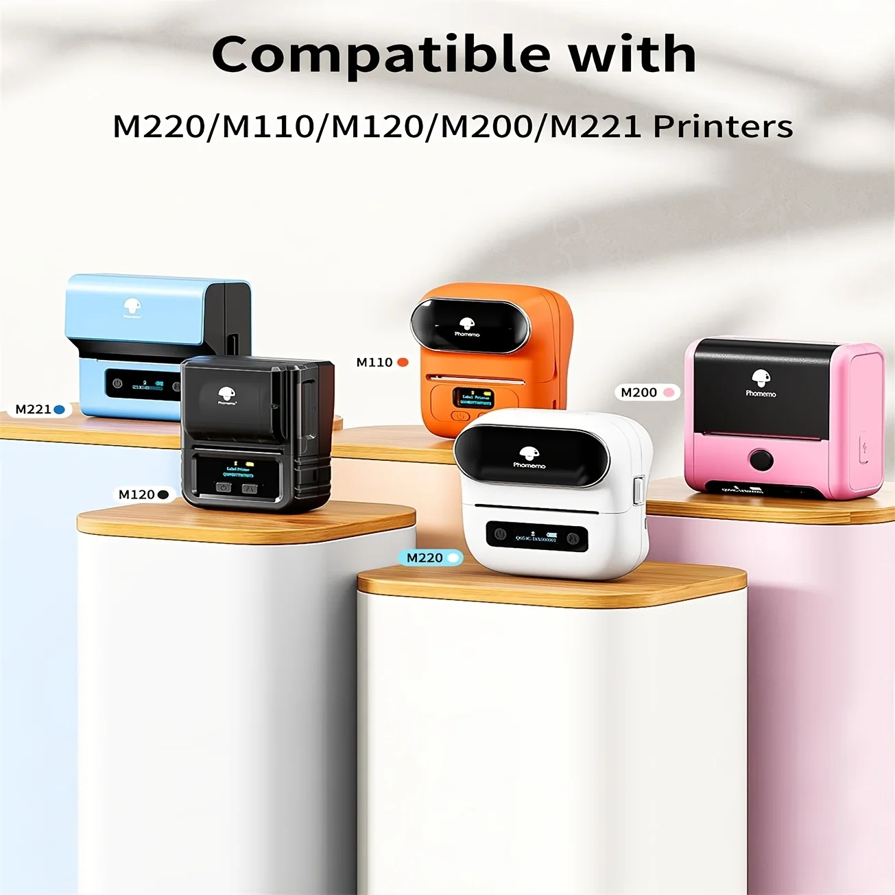 M110 Small Business Labels, Compatible with M220 M200 M120 M221 Label Printers, Multipurpose White Thermal Paper, Color