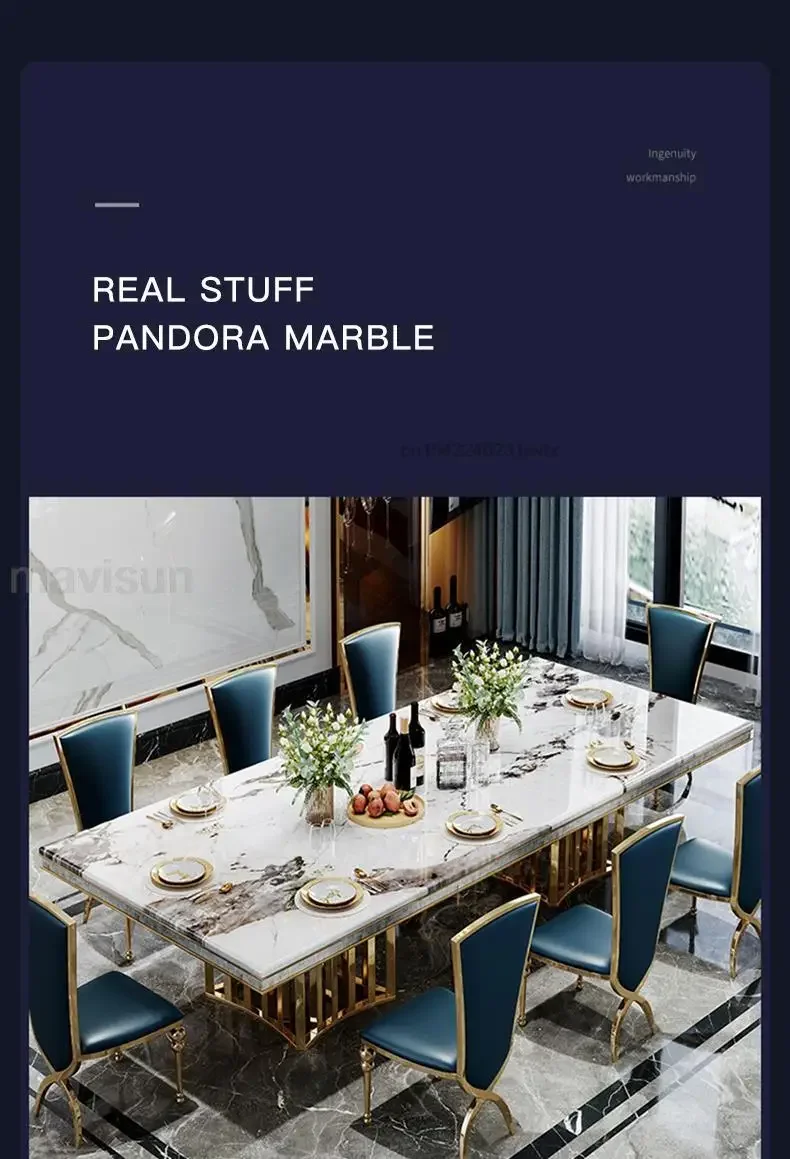 Luxury White Marble Dining Table And Chair Combination Rectangular Kitchen Tables Italian Type Mesa De Comedor Large Furniture