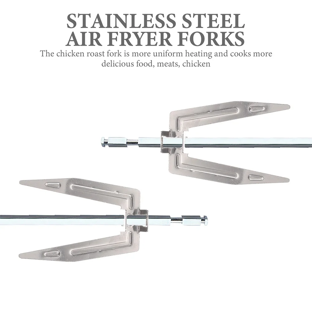 2 Pcs Grill Stainless Steel Kitchen Rotating Chicken Forks Airfryer Electronic Forks Oven Accessories chicken forks