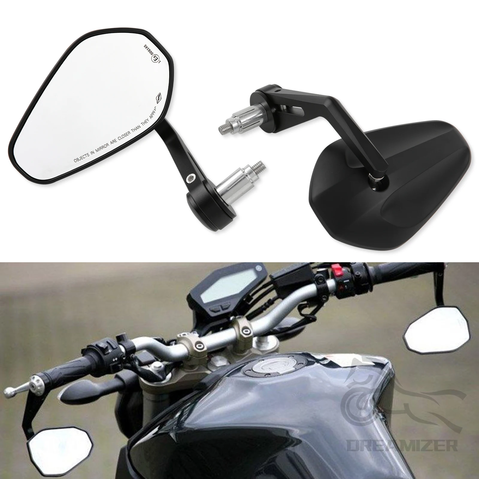 7/8" or 1" Motorcycle Motorbike Scooters Rear View Side Mirror Handle Bar End Mirrors For Yamaha Kawasaki Motorcycle Parts 3