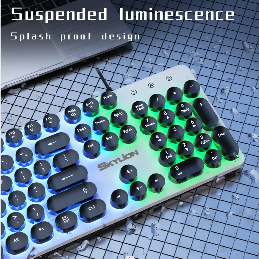 Wired Gaming Keyboard SKYLION H300 104 Keys Membrane Many Colorful Lighting For Windows and IOS System