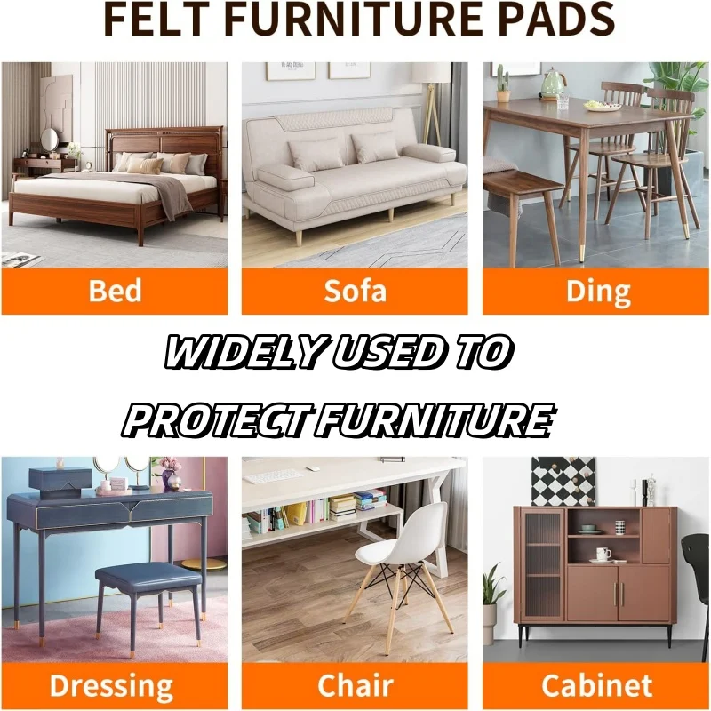 8-Piece Non-Slip Chair Leg Floor Protector Caps with Felt Pads