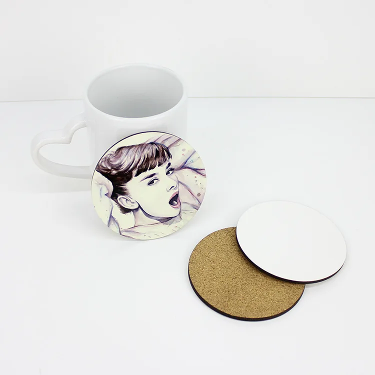 Sublimation Blank Ceramic Coaster Heat Round Insulation Coaster Non-Slip  Cork Base Drink Absorbent Heat Mat