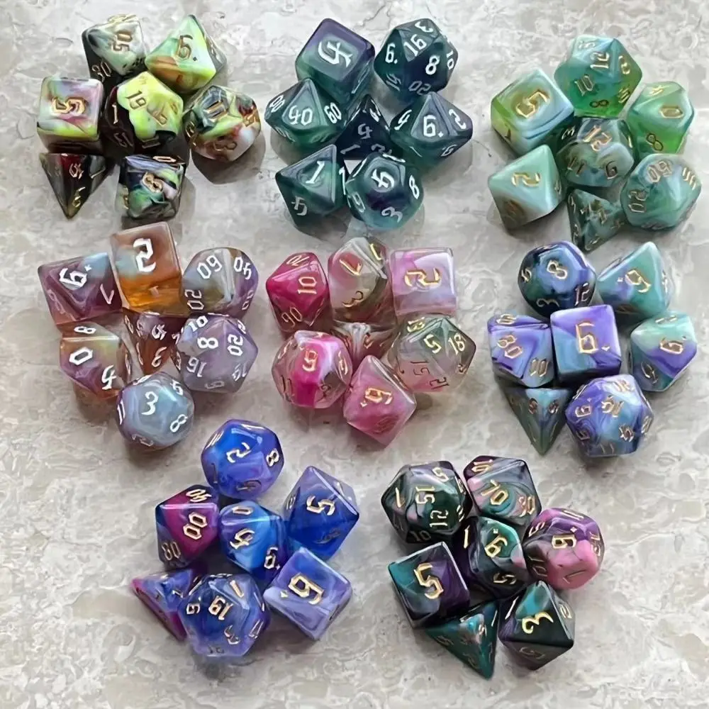 

7 шт./набор, акриловые многогранные игральные кости D4 D6 D8 D10
