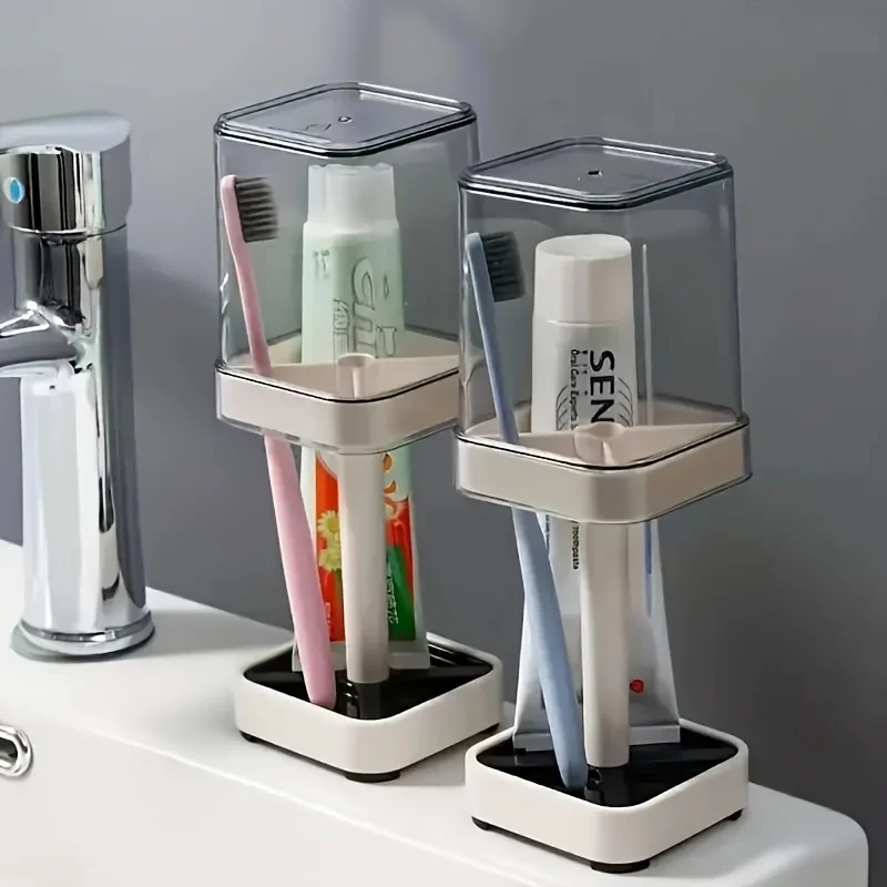 Toothbrush holder with a cup for rinsing toothbrush storage organizer 1pc