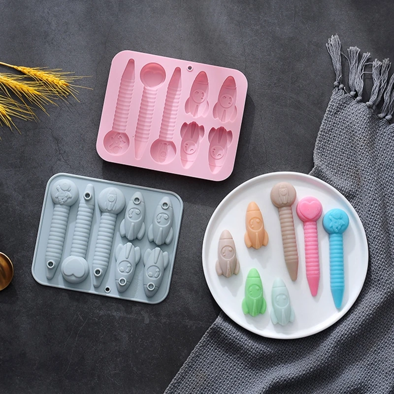 3D Crayon Molds Silicone Oven Safe Rocket Shape 3D Silicone Crayon