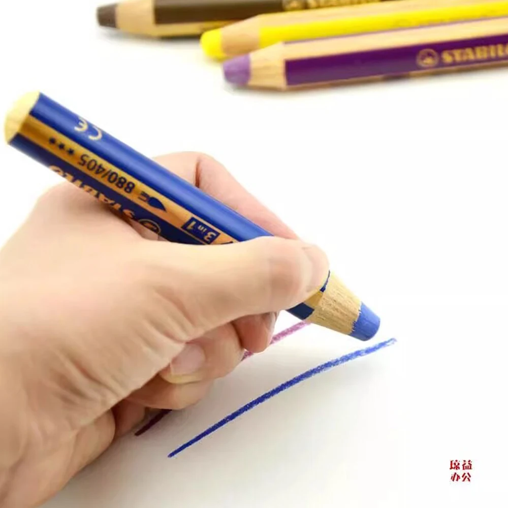 3pcs STABILO 독일 컬러 오일 파스텔 워셔블 크레용 안전하고 끈적이지 않는 손 수채화 펜 어린이 낙서 그림 도구