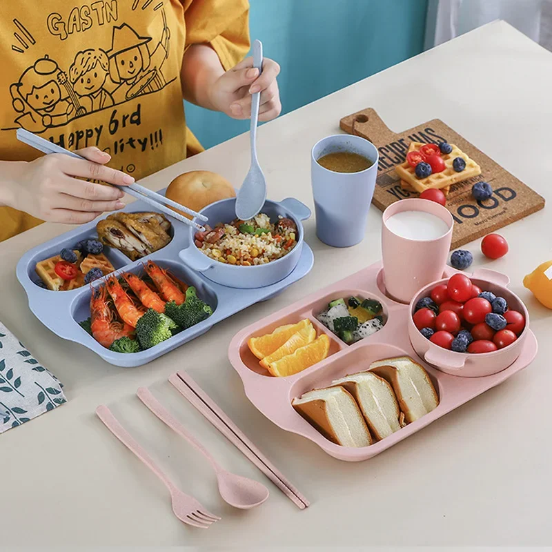 Wheat straw dish 6Pcs Children Dishes Set