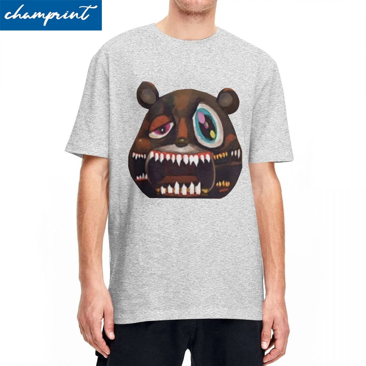 Uomo Donna My Beautiful Dark Twisted Fantasy Bear T-Shirt Kanye West Cotton Clothes Vintage Round Collar Plus Size T-Shirt